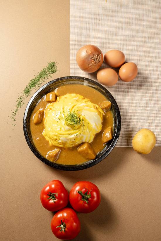 (Dairy)Tornado Omelette Rice with Curry 旋風咖喱蛋包飯